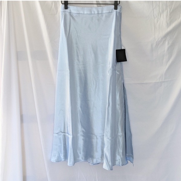 New Lulu's Forever a Flirt Light Blue Satin Two-Piece Midi Dress - Picture 10 of 10